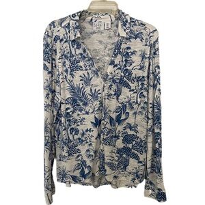 Nicole Miller New York Linen and Lyocell Button Up Shirt Art to Wear Maximalist